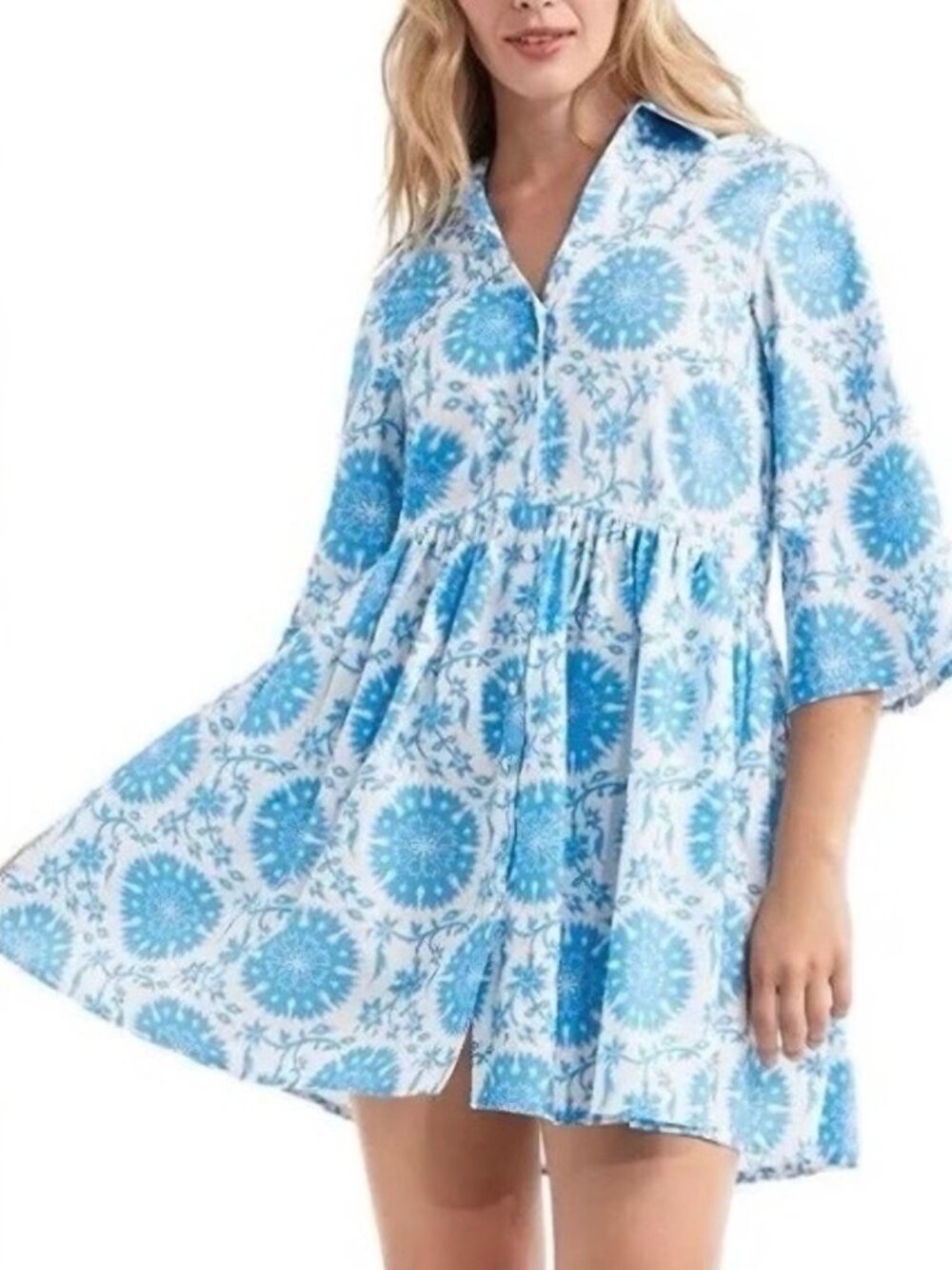 Hermoza Katie Mini Dress | Blue Medallion | NWT| Size L